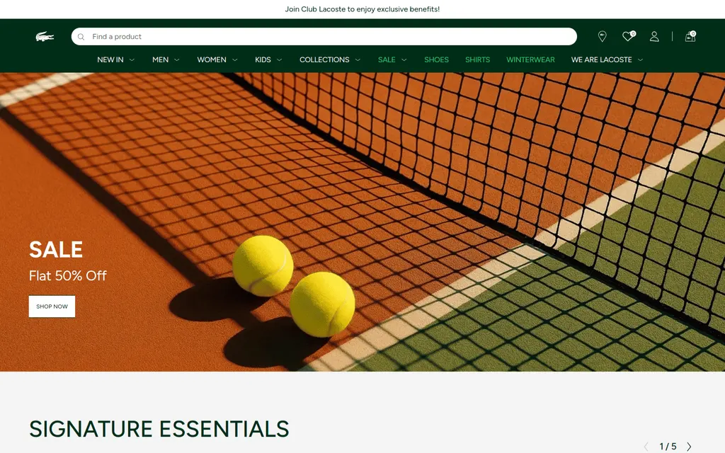 Lacoste India e-commerce storefront